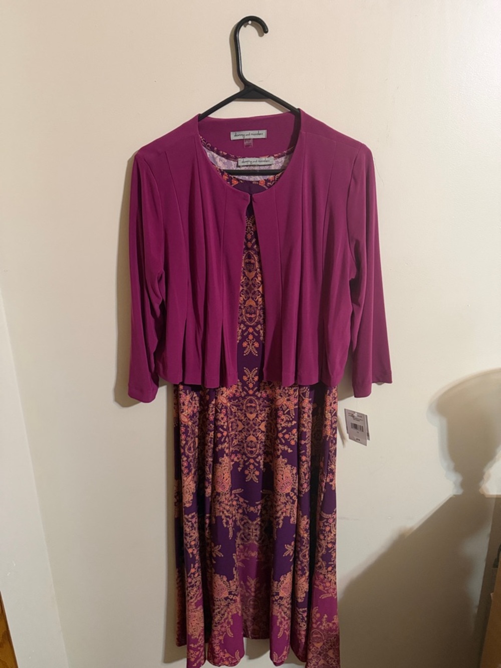 Two Piece Floral Dress with magenta Jacket